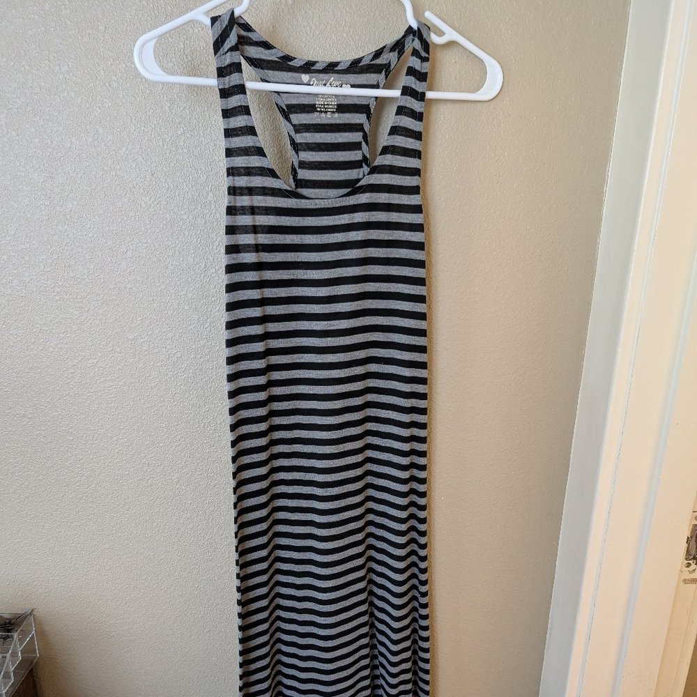 Black and grey striped racerback maxi dress